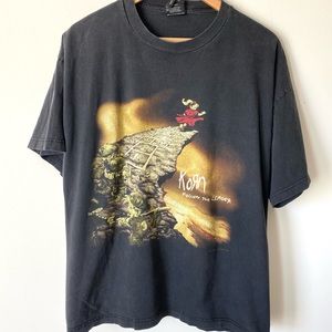 Vintage 1998 Korn Follow The Leader Band Concert Graphic tee shirt Giant Tag